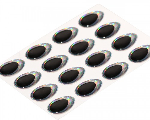 3D Epoxy Teardrop Eyes, Rainbow Silver, 15 mm